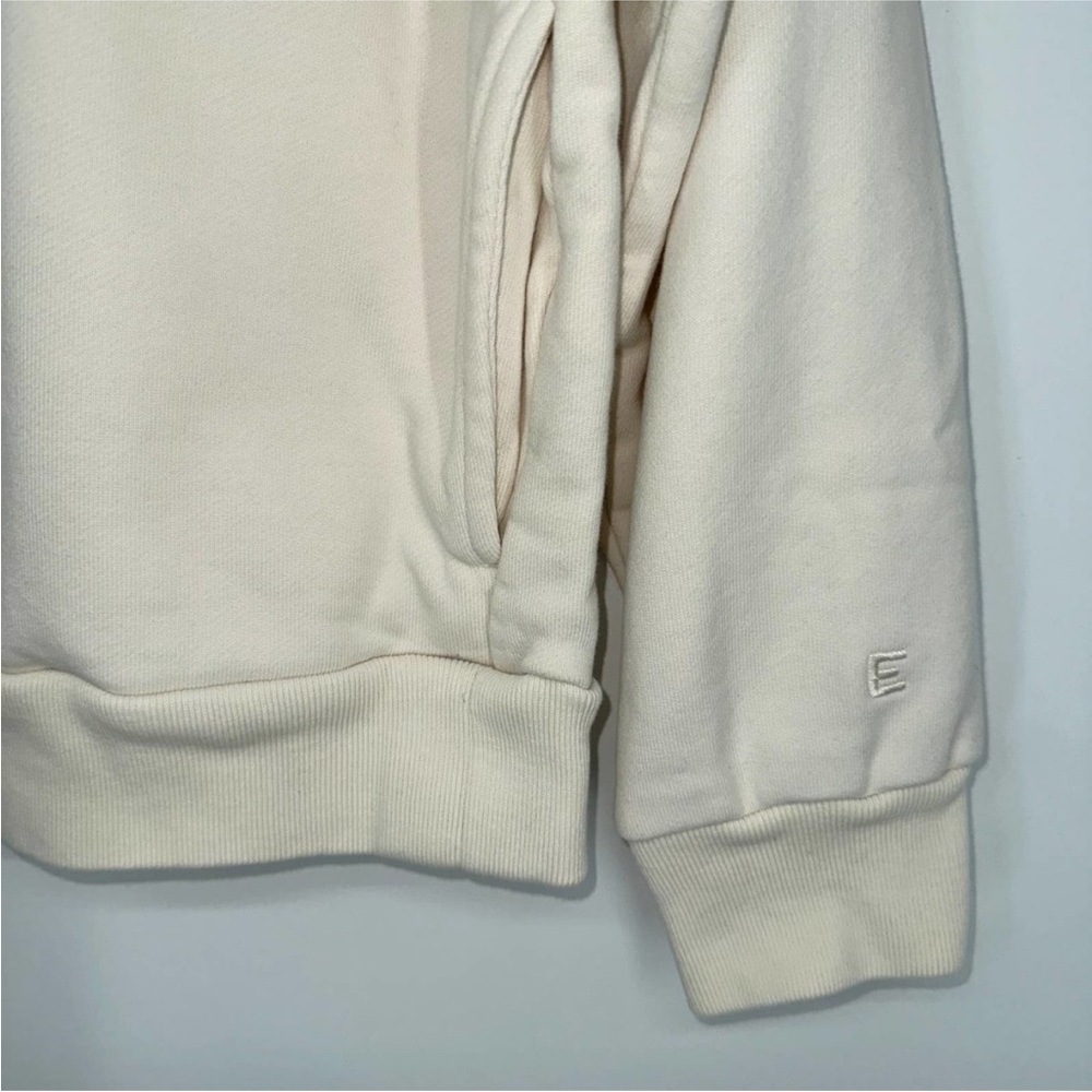 EVERLANE Track Half Zip Organic Cotton Sweatshirt Pullover Bone White - Picture 7 of 12